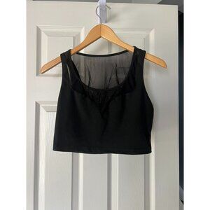Shein Black Mesh Insert Cropped Tank Top Size L | Y2K Grunge Goth Streetwear Clu